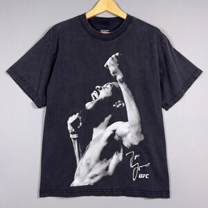 UFC Jon Jones Graphic T-Shirt Mens Size Medium Cotton Black MMA Sportswear